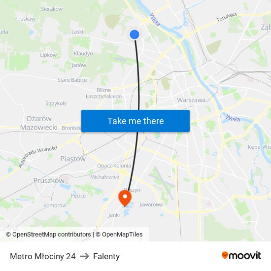 Metro Młociny 24 to Falenty map