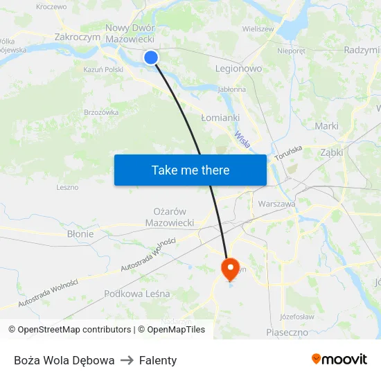 Boża Wola Dębowa to Falenty map