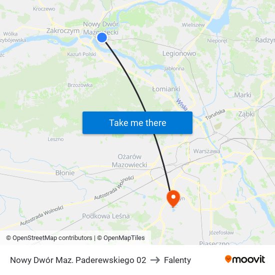 Nowy Dwór Maz. Paderewskiego 02 to Falenty map