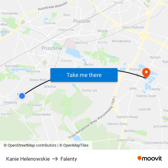 Kanie Helenowskie to Falenty map