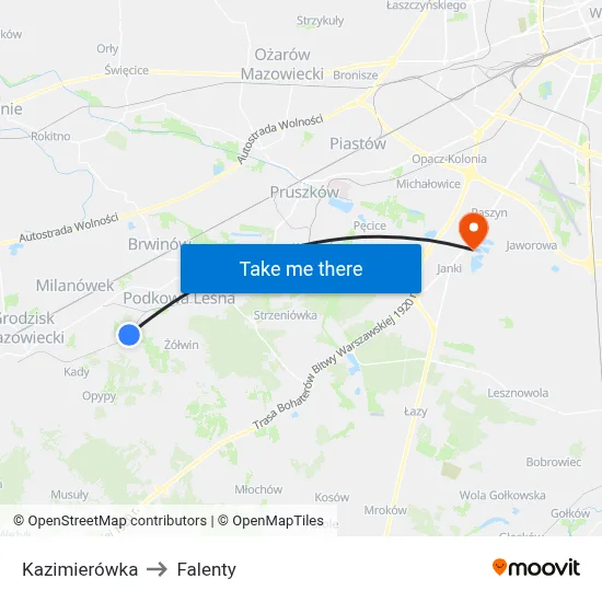 Kazimierówka to Falenty map