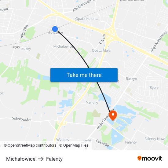 Michałowice to Falenty map