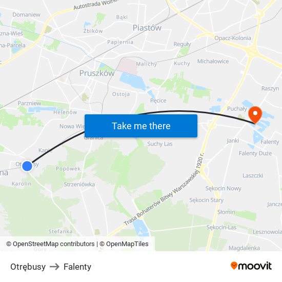 Otrębusy to Falenty map