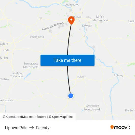 Lipowe Pole to Falenty map