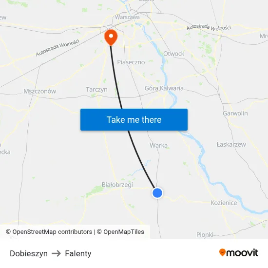 Dobieszyn to Falenty map