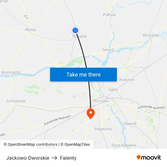Jackowo Dworskie to Falenty map