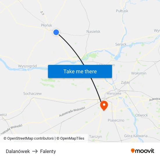 Dalanówek to Falenty map