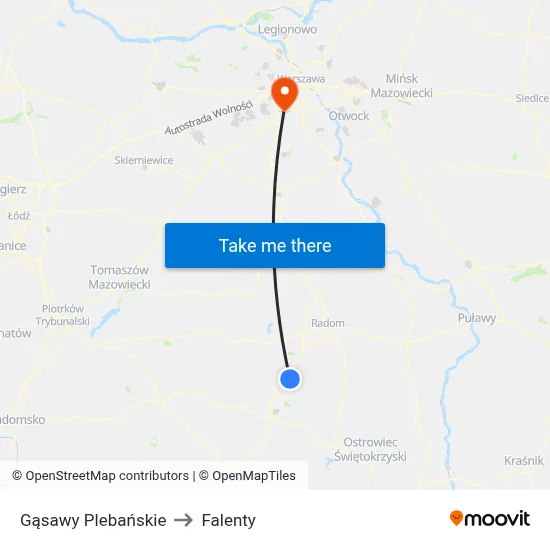 Gąsawy Plebańskie to Falenty map
