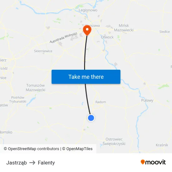 Jastrząb to Falenty map