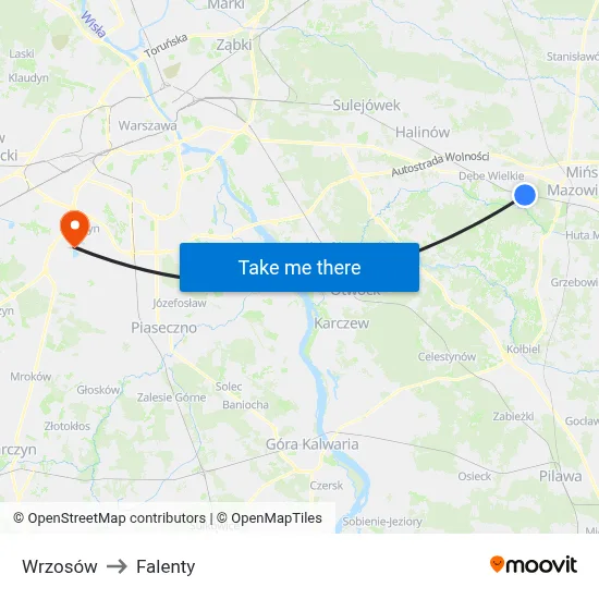 Wrzosów to Falenty map
