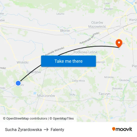 Sucha Żyrardowska to Falenty map