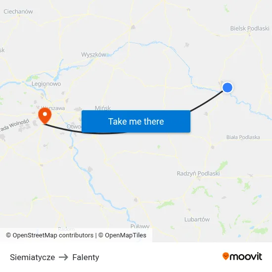 Siemiatycze to Falenty map