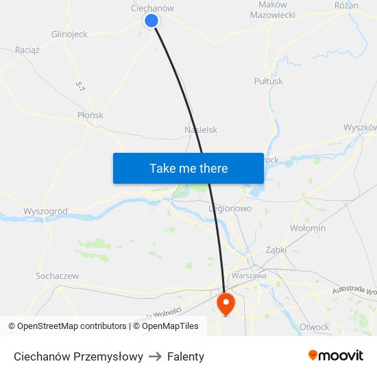 Ciechanów Przemysłowy to Falenty map