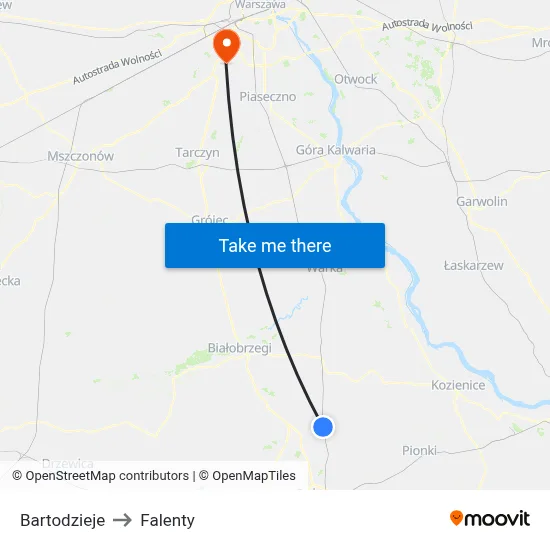 Bartodzieje to Falenty map