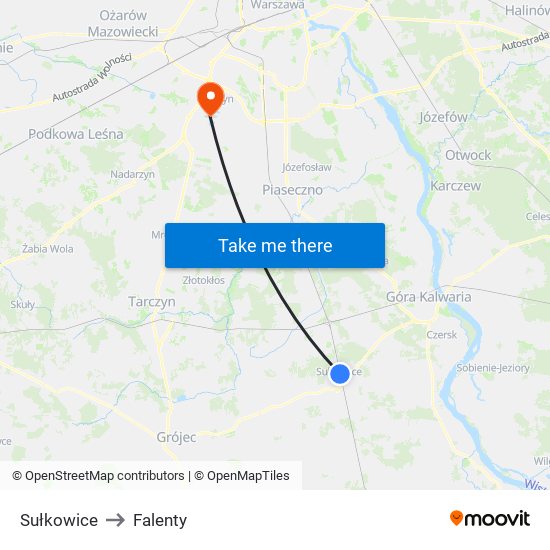 Sułkowice to Falenty map