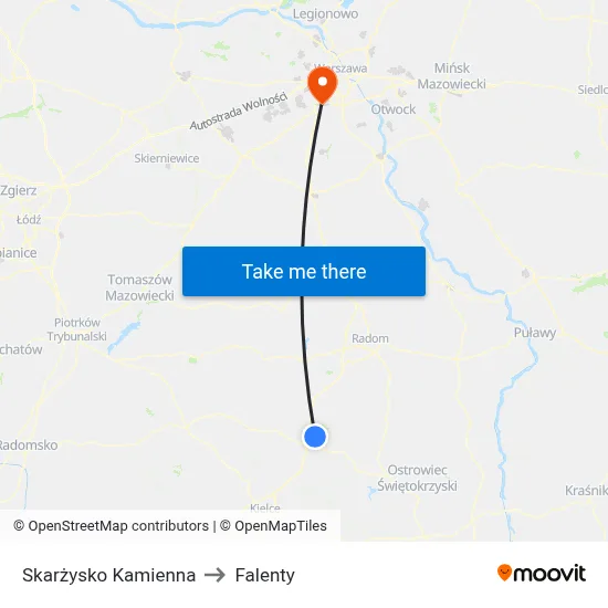 Skarżysko Kamienna to Falenty map