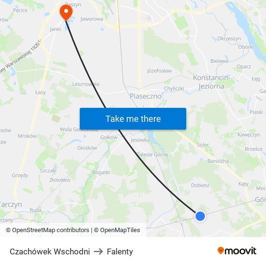 Czachówek Wschodni to Falenty map