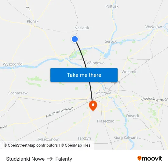 Studzianki Nowe to Falenty map