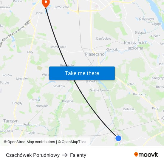 Czachówek Południowy to Falenty map