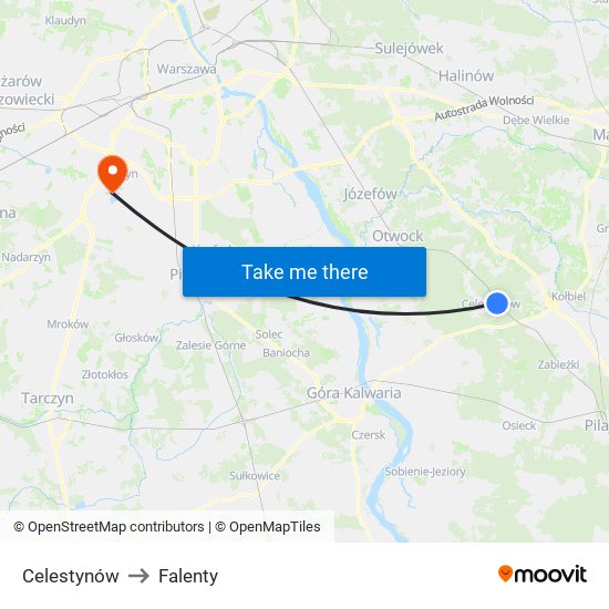 Celestynów to Falenty map