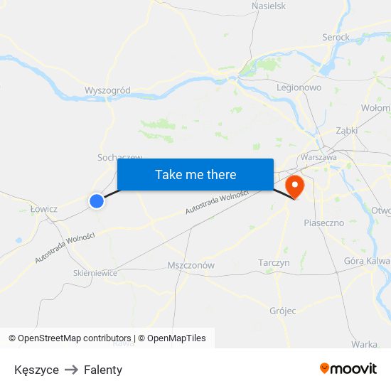 Kęszyce to Falenty map