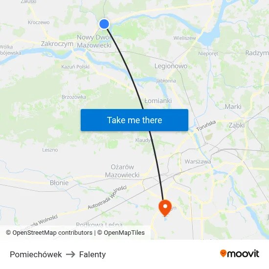 Pomiechówek to Falenty map