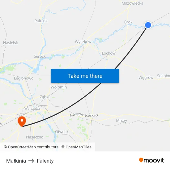 Małkinia to Falenty map