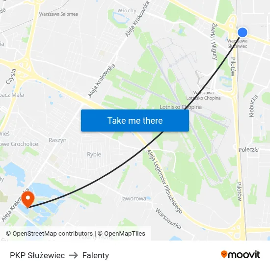 PKP Służewiec to Falenty map