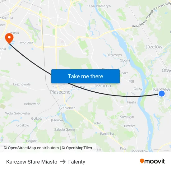 Karczew Stare Miasto to Falenty map