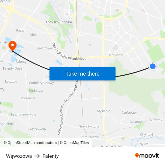 Wąwozowa to Falenty map
