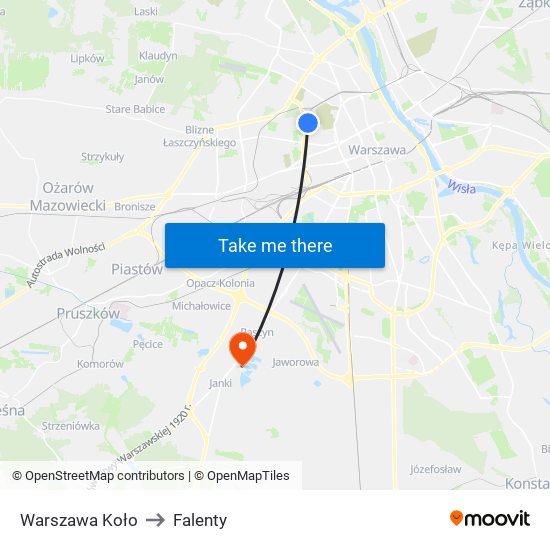 Warszawa Koło to Falenty map