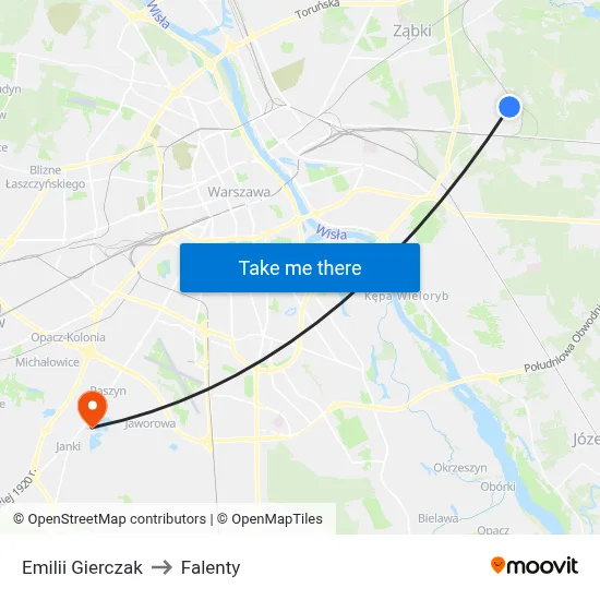 Emilii Gierczak to Falenty map