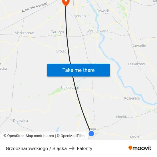 Grzecznarowskiego / Śląska to Falenty map