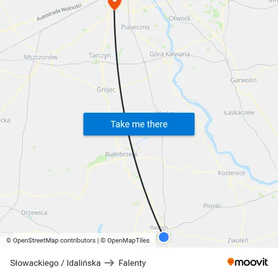 Słowackiego / Idalińska to Falenty map