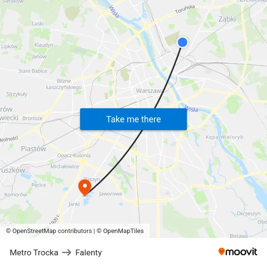 Metro Trocka to Falenty map