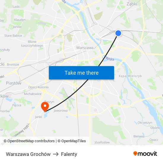 Warszawa Grochów to Falenty map