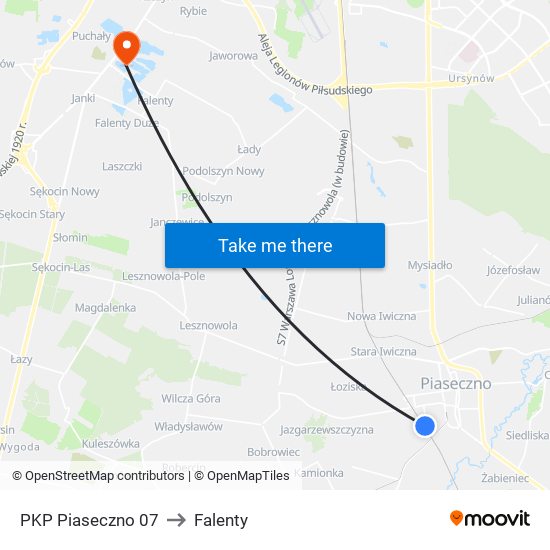 PKP Piaseczno 07 to Falenty map