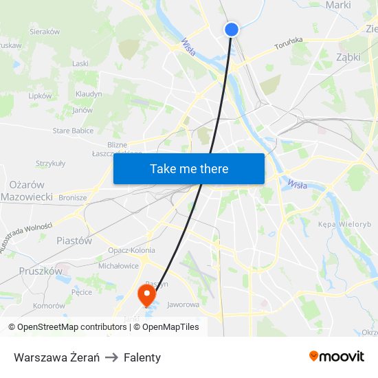 Warszawa Żerań to Falenty map