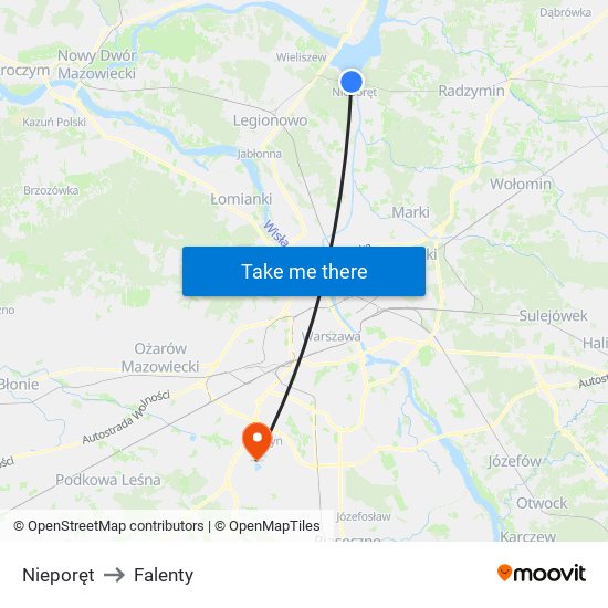 Nieporęt to Falenty map