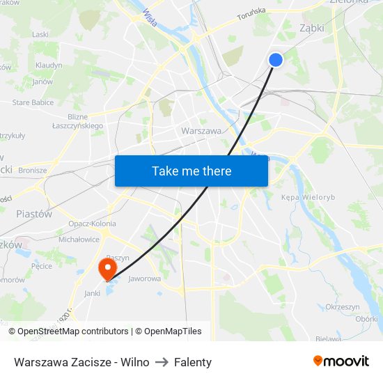 Warszawa Zacisze - Wilno to Falenty map