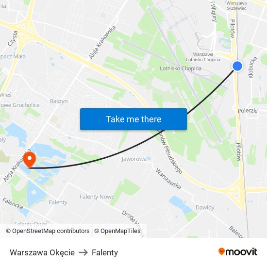 Warszawa Okęcie to Falenty map