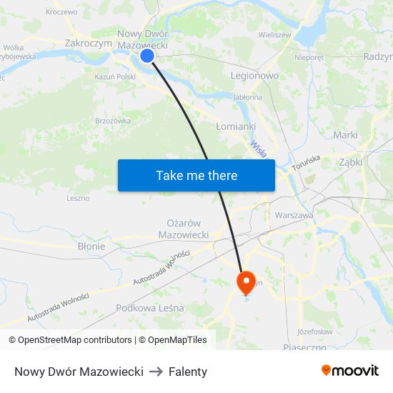 Nowy Dwór Mazowiecki to Falenty map
