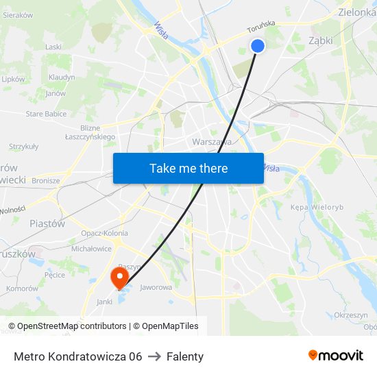 Metro Kondratowicza 06 to Falenty map