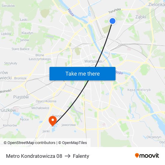 Metro Kondratowicza 08 to Falenty map