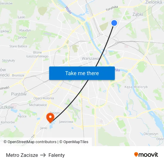 Metro Zacisze to Falenty map