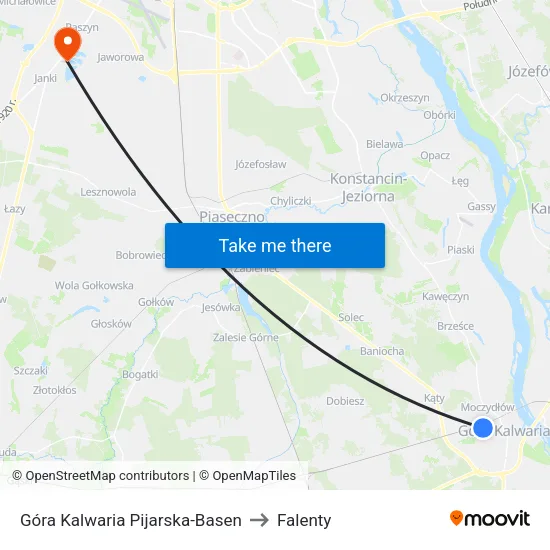 Góra Kalwaria Pijarska - Basen to Falenty map