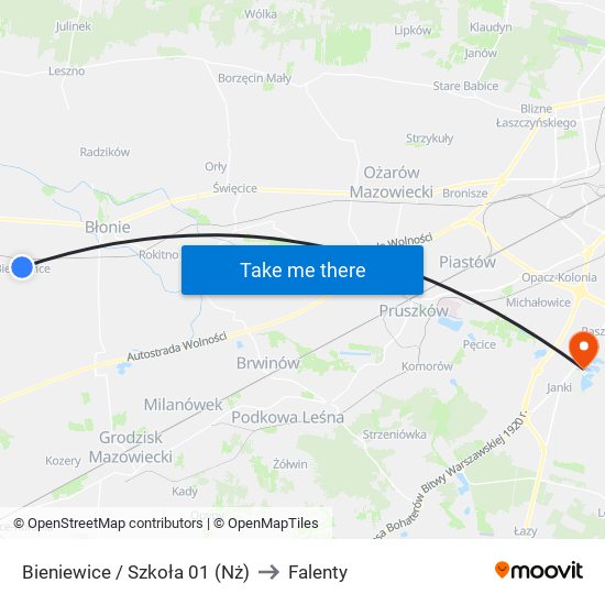 Bieniewice / Szkoła 01 (Nż) to Falenty map