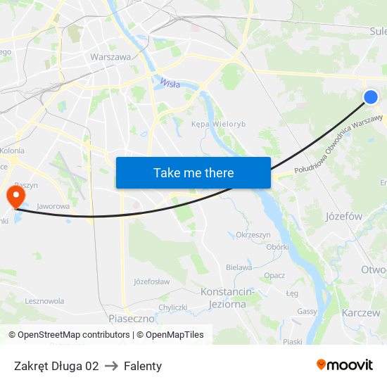 Zakręt Długa 02 to Falenty map