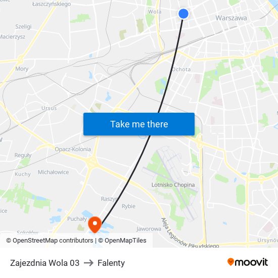 Zajezdnia Wola to Falenty map