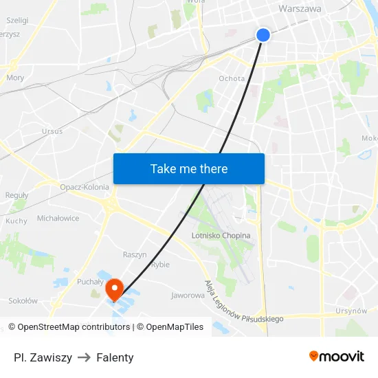 Pl. Zawiszy to Falenty map